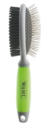 Double-sided brush for dog - 2-in-1 Hundebürste mit Edelstahl- und Plastikborsten, ergonomischer Gelgriff für einfaches Bürsten und glänzendes Fell