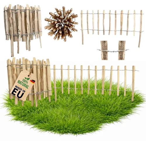 Floranica Haselnuss-Staketenzaun 50 cm - Flexibler Gartenzaun für Beet- und Teichabgrenzung - Der Haselnuss-Staketenzaun ist eine umweltfreundliche und vielseitige Lösung für Gartenliebhaber. Er überzeugt durch robustes Design und einfache Montage, ideal für verschiedene Gartenformen und -größen.