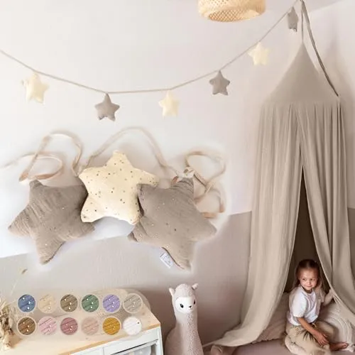 LILIMAUS Sternen Wimpelkette Stoff – 100% Baumwolle Handmade - Wimpel & Banner für Kinder – Verleihe dem Kinderzimmer mit dieser bunten, handgenähten Wimpelkette eine kreative Note. Pflegeleicht und einfach aufzuhängen, perfekt für Mädchen und Jungen!