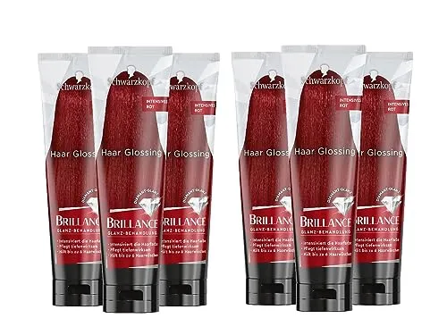 Brillance Glanz-Behandlung, Haar Glossing intesives Rot (6 x 150 ml), temporäre Haarfarbe, die wie eine Haarmaske angewendet werden kann, hält bis zu 6 Haarwäschen