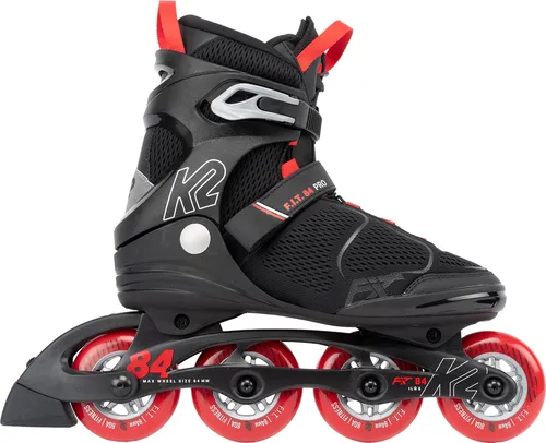 K2 F.I.T. 84 PRO Inline Skate 2025 - Schwarz/Rot - Größe 47 - Inliner für Fitness und Freizeit, ausgestattet mit K2 Speed Lacing System für optimale Passform und 84mm Rollen für perfekte Balance zwischen Geschwindigkeit und Kontrolle.