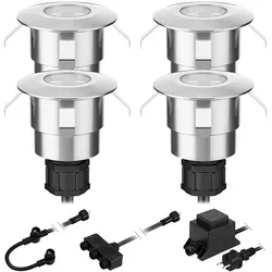 Ledscom.de LED Boden-Einbauleuchte Atria 4er Set - Energieeffiziente Außenbeleuchtung mit IP65 Schutz, begehbar bis 400 kg, ideal für Garten und Terrasse.