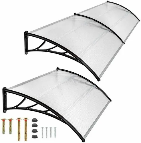 Defactoshop Vordach Defacto Überdachung für Haustüren - Hochwertige Überdachung aus schlagfestem Polycarbonat, ideal für Eingangsbereiche. Die robuste Konstruktion schützt vor Niederschlägen und bietet optimalen Lichtdurchlass. Inkl. Montagematerial, langlebig und wetterbeständig.