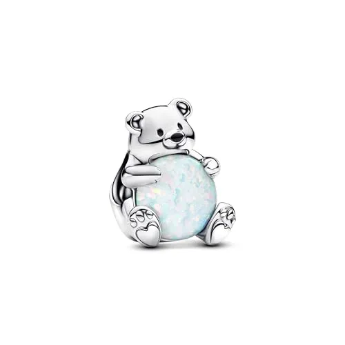 PANDORA Moments Eisbär Charm aus Sterling Silber - Bead Charm für Damen, feiere die kalte Jahreszeit mit einem einzigartigen Eisbär-Charm aus Sterling Silber und synthetischem Opal, ideal für deine Moments Armbänder.