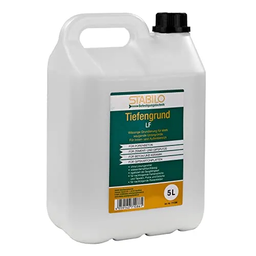 STABILO Tiefengrund LF 5 Liter - Haftgrund für starke Untergründe - Milchig-weiße Grundierung für stark saugende Untergründe, ideal für Innen- und Außenanwendungen. Perfekt für Beton und Putz, sorgt für optimale Haftung.