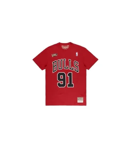 Mitchell & Ness NBA HWC Name & Number Tee - Chicago Bulls - Scottie Pippen - Stylisches T-Shirt aus der Hardwood Classics Kollektion mit Druck der Trikotnummer und Spielernamen. Offizielles NBA-Lizenzprodukt aus 100% Premium Baumwolle für hohen Tragekomfort.