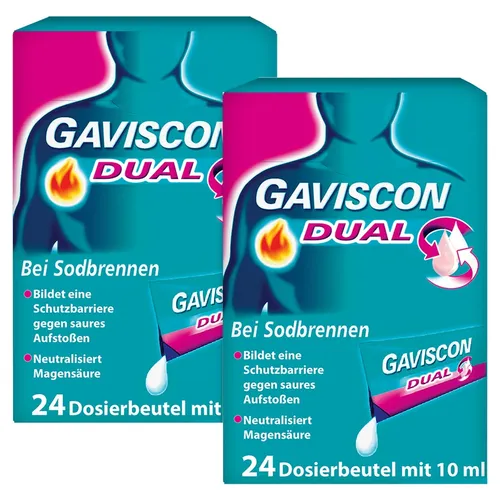 GAVISCON Dual Suspension bei Sodbrennen 2X24X10 ml - Küchengeräte-Zubehör - Effektive Linderung von Sodbrennen mit der rezeptfreien GAVISCON Dual Suspension für schnelle Erleichterung.