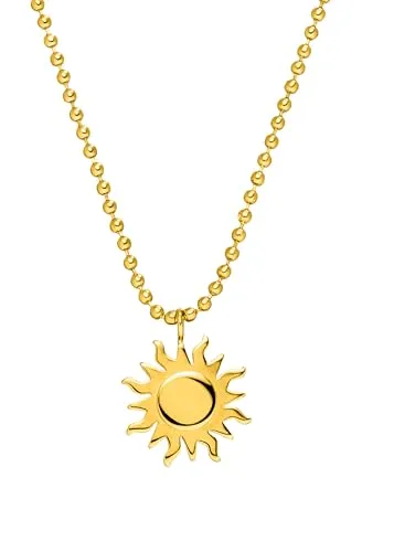 Purelei® Damen Sonnen-Kette – Filigrane Kugelkette mit Sonnen-Anhänger aus Edelstahl - Ketten für Damen – Elegante Kugelkette mit verstellbarer Länge (50/55 cm) und zartem Sonnen-Anhänger, der Lebensfreude symbolisiert. Hochwertiger Edelstahl in 18K vergoldet, roségold oder Silber.