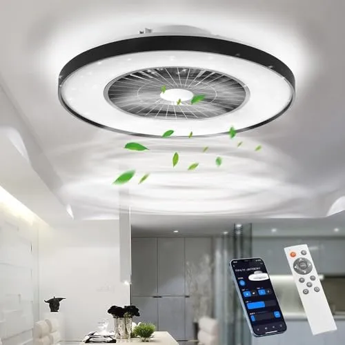 BKZO moderne Smart-LED-Deckenleuchte mit Ventilator Ø 60cm - Deckenlampen & Kronleuchter mit Smart-Steuerung über die Tuya App, stufenlos dimmbar und energiesparend, ideal für ganzjährige Nutzung.
