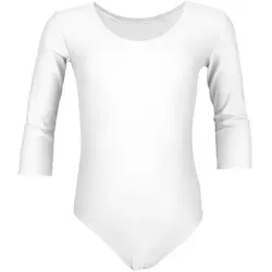 Aquarti Turnanzug Aquarti Mädchen Ballett Trikot 3/4 Arm Gymnastik Ballettanzug weiß 140