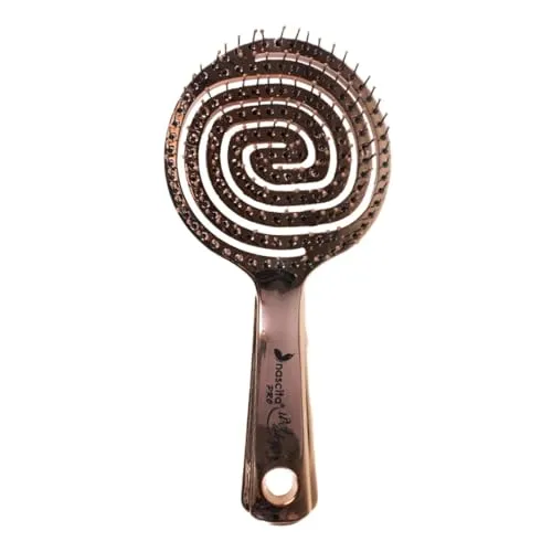 nascita Haarbürste ohne Ziepen für Damen, Herren & Kinder - Entwirrbürste für Locken, lange & nasse Haare - Nachhaltige Detangler Bürste mit Spiralfeder mit 3D-Flexi-Design - Hair Brush Shiny Bronze