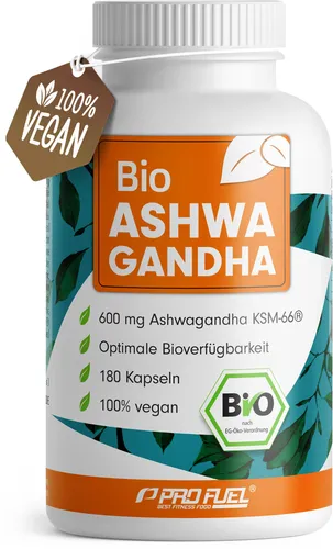 BIO Ashwagandha Kapseln 180x - Premium KSM-66 mit 600 mg Wurzelextrakt - Ashwagandha Kapseln in bio-zertifizierter Qualität, hochdosiert mit 600 mg KSM-66 Wurzelextrakt pro Tagesportion und laborgeprüft für höchste Reinheit.