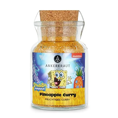 Ankerkraut Pineapple Curry Gewürz, 110g im Korkenglas, Spongebob Schwammkopf Edition, Ananas Masala, Essen für Familie, Kinder und Erwachsene, Premium Qualität