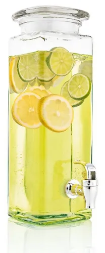 Mary's Kitchen Tools Getränkespender 2,5 Liter aus Glas - Retro Getränkespender mit Zapfhahn, ideal für Partys und Feste, Höhe: 32 cm