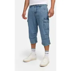 Indicode Cargoshorts Herren Nicolas Check – Robuste Cargo Shorts in Blau - Hochwertige Herrenshorts aus einer pflegeleichten Baumwoll-Elasthan-Mischung. Ideal für den Alltag mit praktischen Cargotaschen und elastischem Komfort. Perfekt für entspannte Sommerlooks.