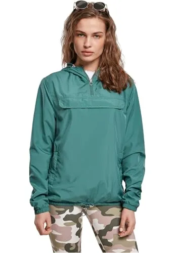 Urban Classics Damen Basic Pull Over Windjacke, paleleaf, XS - Funktionsjacke für Frauen, ideal für frische Frühlingstage. Leichte, einfarbige Windbreaker mit verstellbarer Kapuze und praktischen Taschen. Perfekt für stilbewusste Streetwear-Liebhaber.