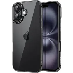 Handyhülle iPhone16 6 1 Zoll Stoßfest Transparent Schwarz