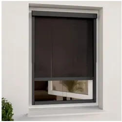 Rollo Außenrollo ohne Bohren (Grau, Transparent) für Fenster CLIP & SHADE, CLIP & SHADE 90 cm