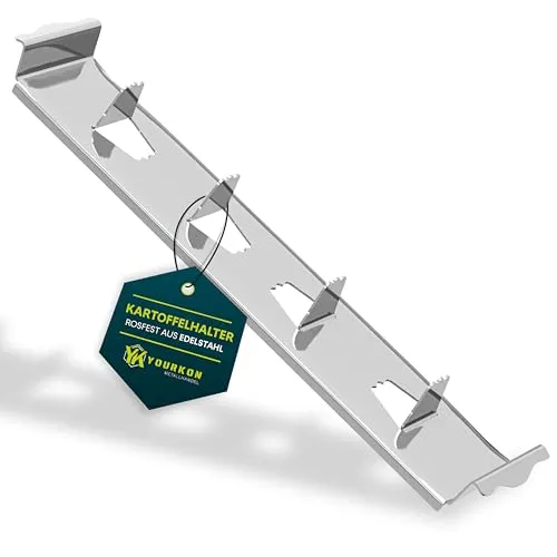 Yourkon Kartoffelhalter & Gemüsehalter, Aufsatz zur Zubereitung von Ofenkartoffeln auf Gas- und Kohlegrill, Edelstahl 37 x 6 x 3 cm, spülmaschinengeeignet