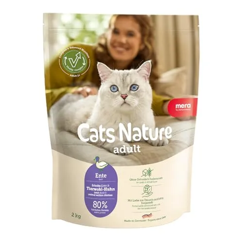 MERA Cats Nature Ente Premium Katzenfutter Trocken 400g | Getreidefrei & zuckerfrei | Adult Katzen Trockenfutter hoher Fleischanteil | Dry Cat Food