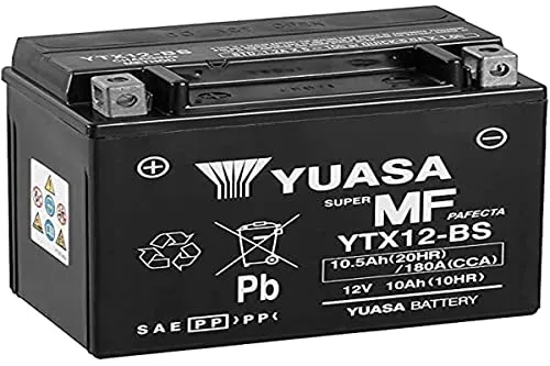 Yuasa YTX12 Motorradbatterie 12 V 10 Ah - Kfz & Fahrrad - Wartungsfreie VRLA-Batterie für stressfreies Fahren, ideal für Motorradliebhaber, die Leistung und Zuverlässigkeit schätzen.