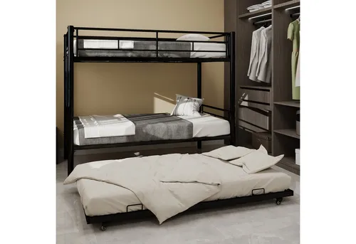 Meta Twin over Twin Etagenbett – Hochbelastbar & Geräuscharm - Stabiles Etagenbett aus rostfreiem Metall, flexibel als 2-in-1-Design nutzbar. Mit sicherer, rutschfester Leiter und hohen Sicherheitsgeländern, ideal für wechselnde Bedürfnisse.