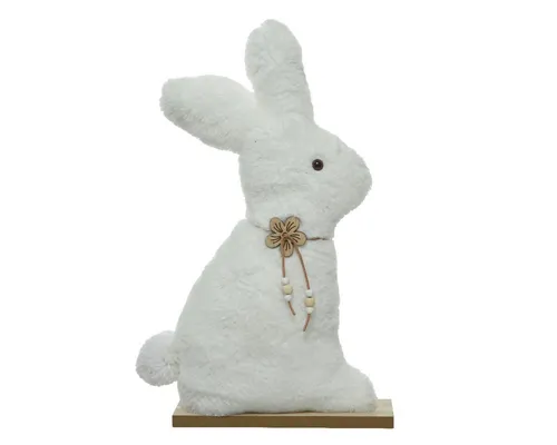 Decoris season decorations Osterfigur, Osterhase Aufsteller Plüsch / Holz 21cm weiß