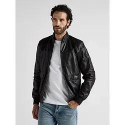 Blouson JCC "51190", Herren, Gr. 52, Schwarz - Funktionsjacke aus 100% weichem Lammleder mit zwei Taschen und Innentaschen, ideal für stilvolle Herrenmode und optimalen Tragekomfort.