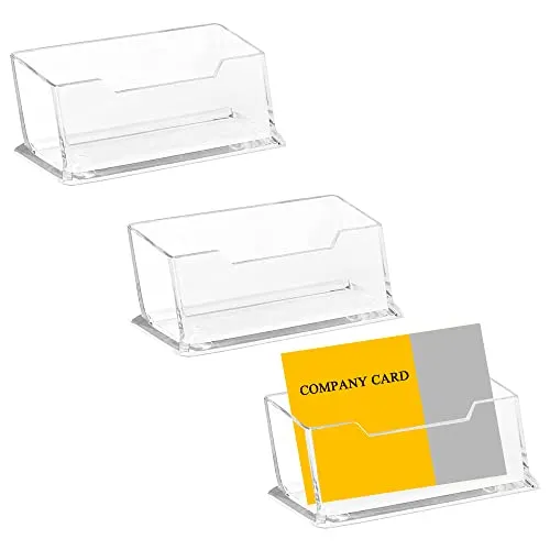 Sixfolo ManYing 3 Stück Visitenkartenhalter Acryl Visitenkartenständer Plastik Visitenkarte Tischständer Transparent Visitenkartenhalter für Schreibtisch Theke,ZuhauseBüro Sammlung Veranstalter