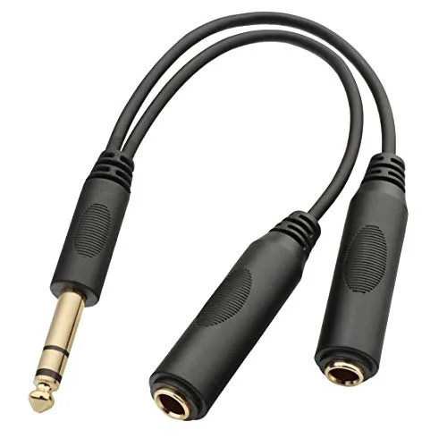 Tisino 6,3mm Splitterkabel, 6,3 mm TRS-Stereo-Stecker und -Buchsen Y-Kabel-Verteiler - 20 cm
