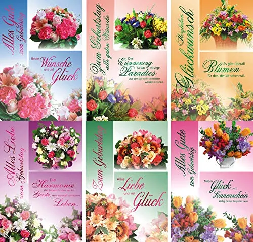 Iloda® 100 Glückwunschkarten zum Geburtstag Blumen 51-0175 Geburtstagskarte Grußkarte