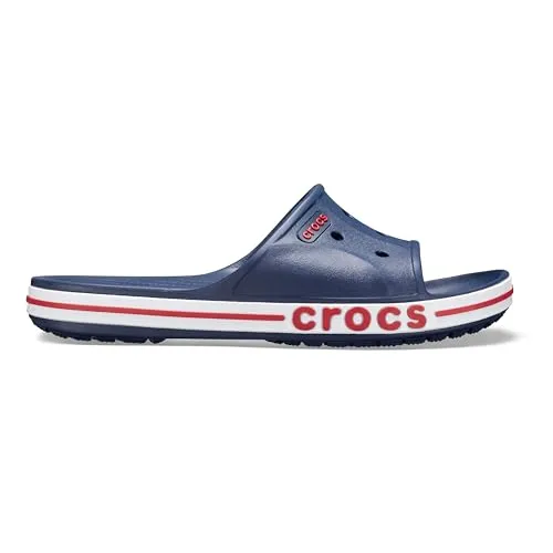 Crocs Bayaband Slide Badeschlappen für Unisex, Navy/Pepper, 41/42 EU - Sportliche und stilvolle Slides für Damen und Herren mit leichtem Design und Croslite-Schaumstoff-Fußbett für optimalen Komfort. Ideal für Freizeit, Garten und Strand.
