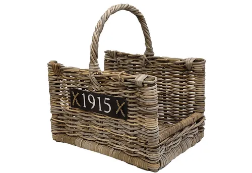Feuerholzkorb Rattankorb 45cm - Handmade mit Tragegriff - Aschesauger - Langlebiger und leichter Rattan-Korb mit praktischem Tragegriff, ideal für die stilvolle Lagerung von Kaminholz.