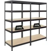 PROREGAL Mega Deal 2er-Set Schwerlastregal Rivet - Lagerregale - 2er-Set mit 250kg Fachlast pro Ebene, einfach und schnell in 15-20 Minuten aufbaubar, ideal für Werkstätten, Garagen und Lager mit 5 Jahren Garantie.