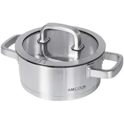 Am Cook Kochtopf, Edelstahl, Metall, 2,0 L, 9 cm, Messskala, Abgießfunktion, Griffe werden nicht heiß, leichte Reinigung,mit Dampfablass, Kochen, Töpfe, Kochtöpfe