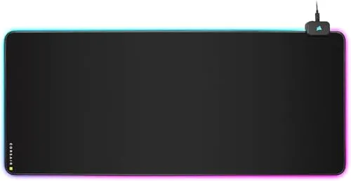 Corsair MM700 Extended Cloth Gaming-Mauspad, 930mm x 400mm, 360° RGB-Beleuchtung, Zwei USB-Port-Hub, Dickes Gummi, Schwarz