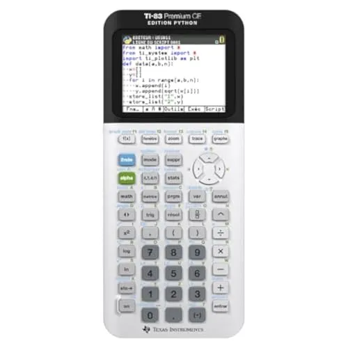 Texas Instruments TI-83 PREMIUM CE EDITION PYTHON - Grafikrechner mit Python - Grafischer Taschenrechner mit hochauflösendem Farbdisplay und integrierter Python-Anwendung, ideal für das Abitur und Schülerprogramme. Perfekt für einfaches Lernen und Programmieren.