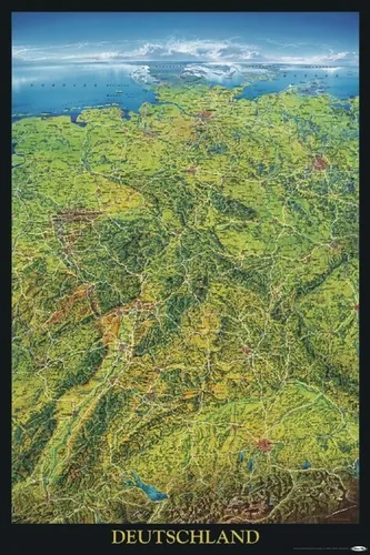 Deutschland Poster geographische Panorama Karte Plakat Großformat 61 x 91,5 cm