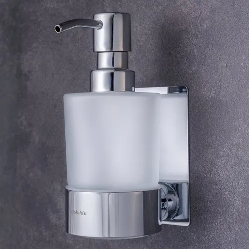 Dolvhin Seifenspender Wandmontage ohne Bohren - Eleganter Glas-Seifenspender für Wandmontage, 250ml, inklusive starkem 3M Klebestreifen, ideal für ein modernes Badezimmer ohne Bohren.