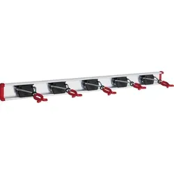 Bruns Gerätehalter Set mit 14 Haltern und 4 Haken - Praktisches Set für Ordnung in Garage oder Werkstatt, inklusive 2 Schienen (1m) und vielseitigen Haltern, ideal zur Aufbewahrung von Werkzeugen und Geräten.