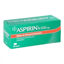 Aspirin N 100mg - Blutgerinnung hemmen und Herzgesundheit fördern - Arzneimittel zur Thrombozytenaggregationshemmung, ideal zur Vorbeugung von Herzinfarkten und Durchblutungsstörungen. Unterstützt die Herzgesundheit nach Operationen und bei Angina pectoris.