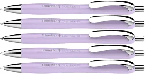 Schneider Slider Rave XB Kugelschreiber (Weiches Schreiben ohne Kratzen für lange Texte in Schule, Uni und Beruf) 5 Stück, Blütenrosa, Tinte: Blau