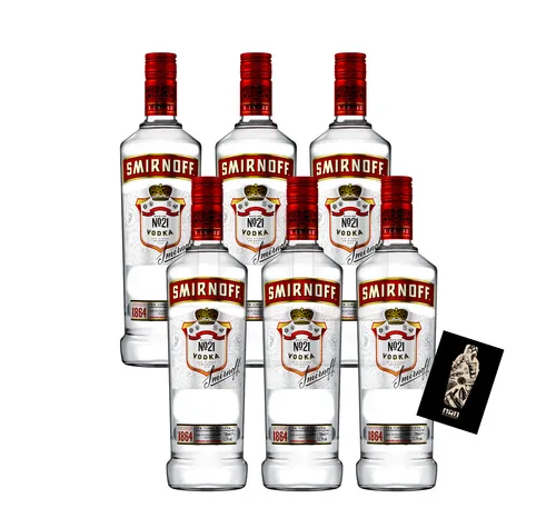 Smirnoff No. 21 - 6er Set Vodka 37,5% Vol. 6 x 0,7L - Hochwertiger Wodka, dreifach destilliert und zehnfach filtriert für einen klaren und milden Genuss. Ideal für Cocktails oder pur. Verantw. Unternehmen: Shakers Gastronomie GmbH.