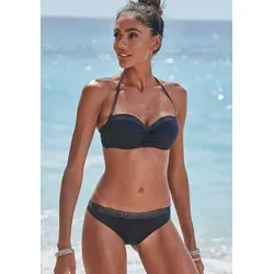 JETTE Bügel-Bandeau-Bikini mit glitzernden Einsätzen schwarz 36