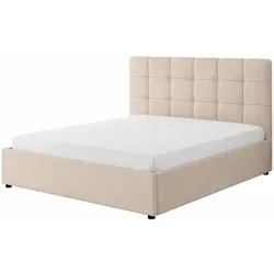 SANTA Bett mit Aufbewahrungsbox 140x190 cm - Beige Samt - Elegantes Doppelbett mit integriertem Stauraum für eine optimale Raumnutzung. Der weiche Samtbezug und das strukturierte Kopfteil schaffen eine gemütliche Atmosphäre. Ideal für stilvolle Schlafzimmer.