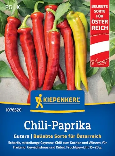 Kiepenkerl Profi-Line Paprikasamen Gutera 1076520 - Scharfe Paprika Samen mit 50.000 Scoville - Pflegeleicht & Mosaikvirus-resistent - Saatgut, Samen Gemüse