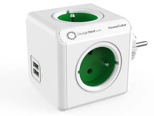 Allocacoc PowerCube Original USB, Drinnen, Typ F, Type F (CEE 7/4), Grün, Weiß, CE, 4 AC-Ausgänge
