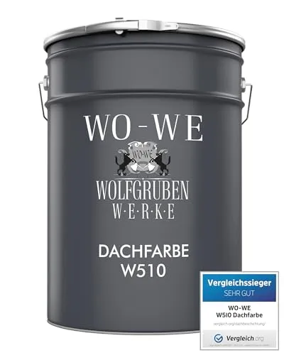 WO-WE Dachfarbe W510, Seidenglänzend - 0.75-20L - Wetterbeständige Dachfarbe mit hoher Deckkraft, ideal für Ziegel, Metall und Eternit. Leichte Verarbeitung und hohe Reichweite von ca. 5m²/Liter pro Anstrich.