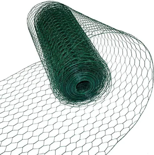 Sechseckgeflecht Drahtzaun Hasendraht 1,00 x 10m - Robustes Drahtgeflecht - Dieses verzinkte und grün beschichtete Drahtgeflecht ist ideal für den Einsatz in der Landwirtschaft. Mit einer Maschenweite von 25 mm und einfacher Bearbeitbarkeit eignet es sich perfekt als Umzäunung und Rankhilfe.