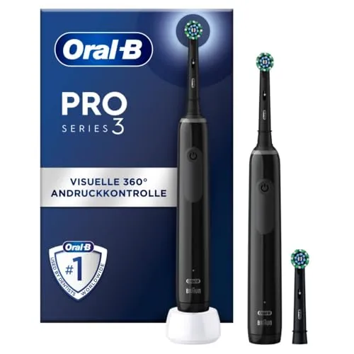 Oral-B PRO 3 3900 Duopack Black Edition - Elektrische Zahnbürste mit 3D-Technologie, entfernt bis zu 100% mehr Plaque für gesünderes Zahnfleisch